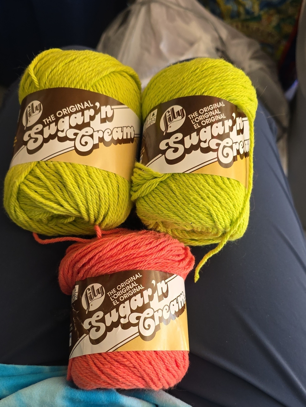Sugar'n Cream Cotton Yarn - Lime and Coral